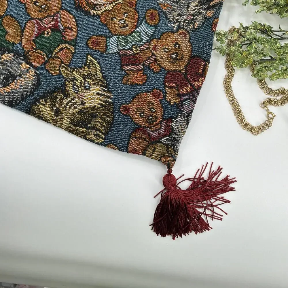 Vintage Tapestry Bear Print Table Runner 50in Long